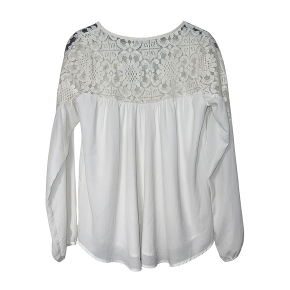 Abercrombie & Fitch White Lace Yoke Boho Peasant Blouse Womens Size S - Picture 3 of 5